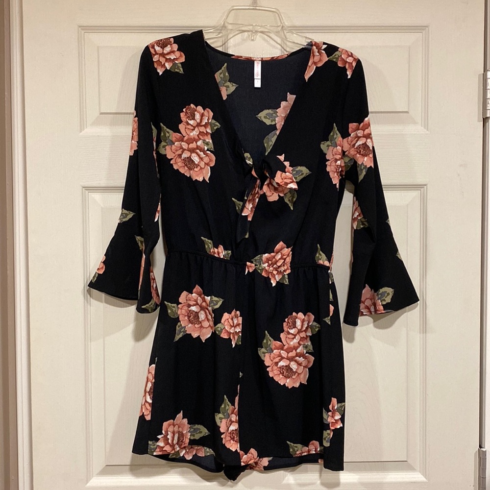 Black and floral romper